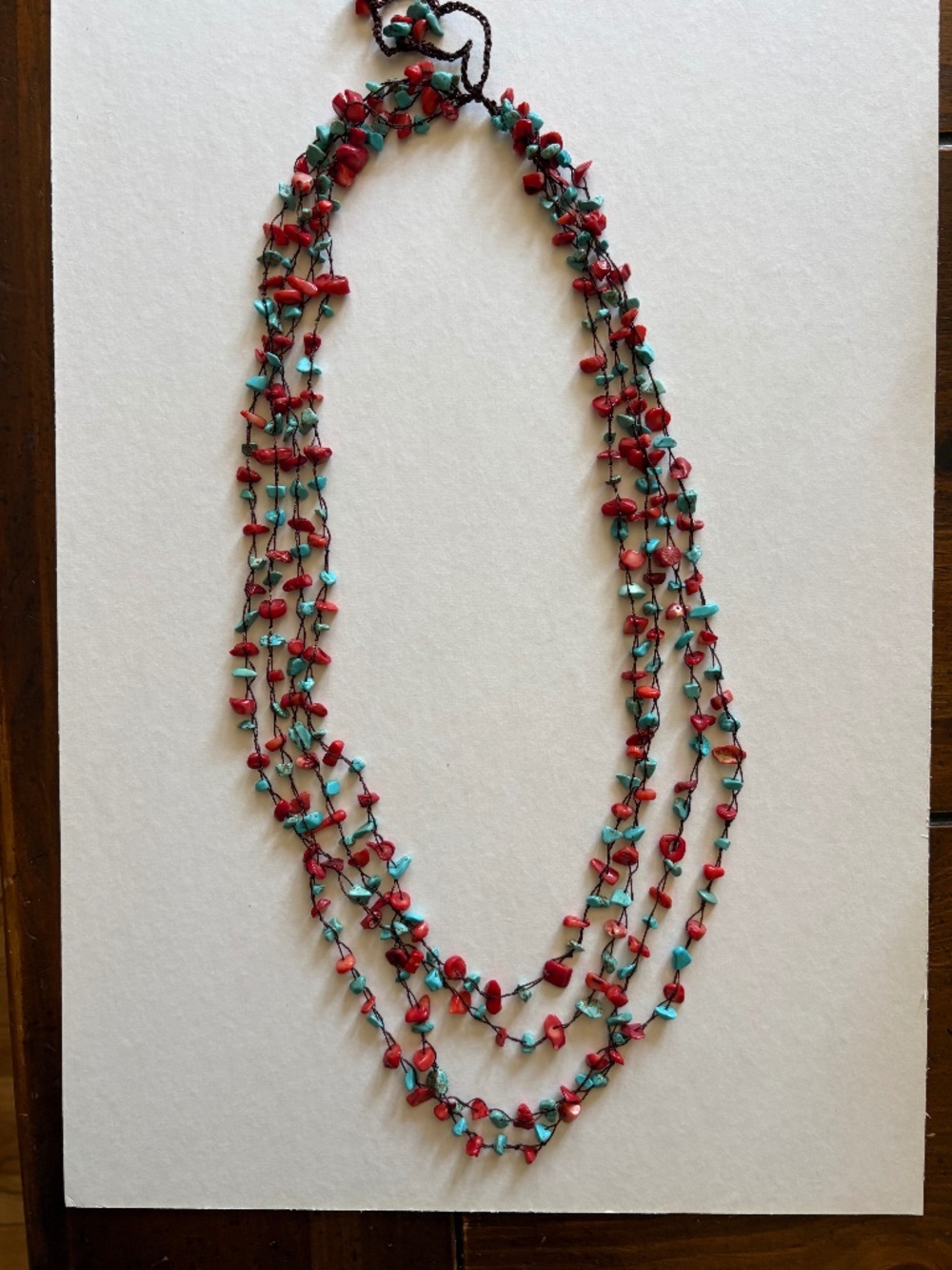 Turquoise & Red Coral multi-strand necklace